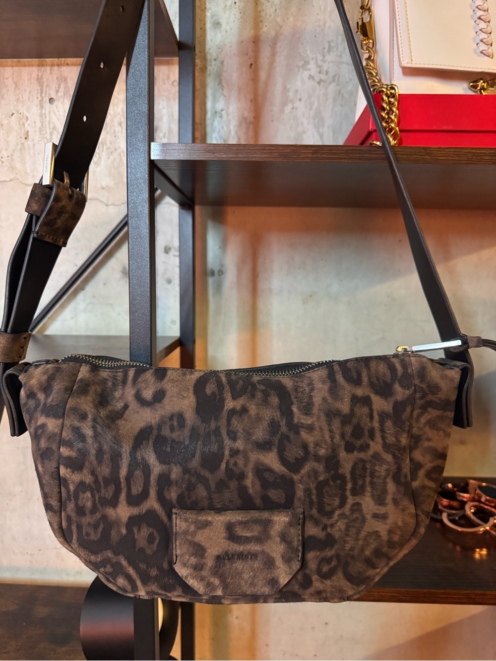 Allsaints Leopard Print Suede Crossbody Bag NWT and DUSTBAG! Discontinued